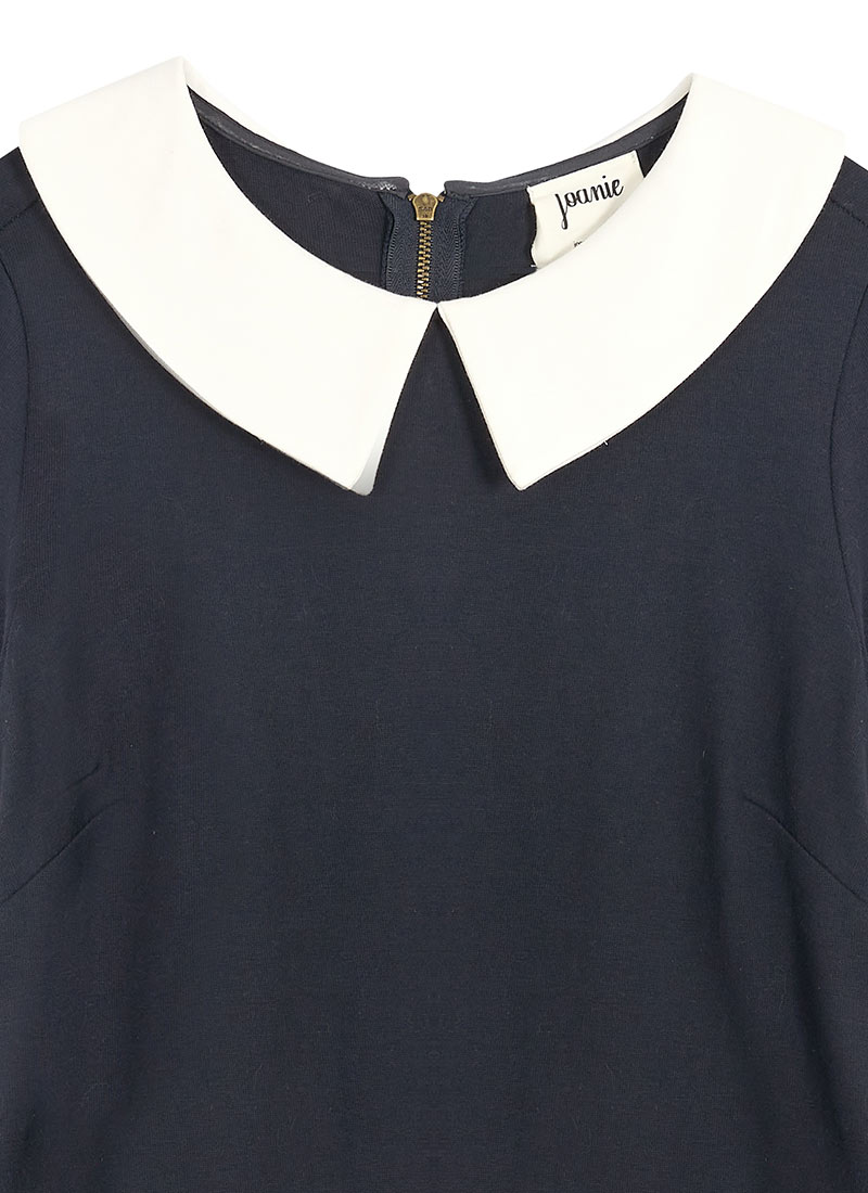 Suzy Contrast Collar Jersey Swing Dress - Navy 