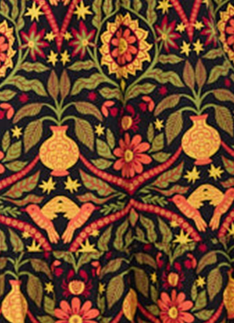 Georgia Sunset Floral Print Square Neck Dress