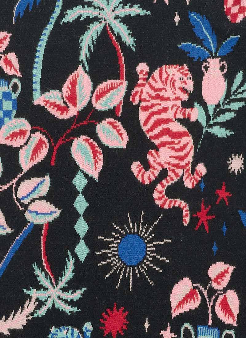 Sydney Tropical Tiger Intarsia Knit Oversized Jumper