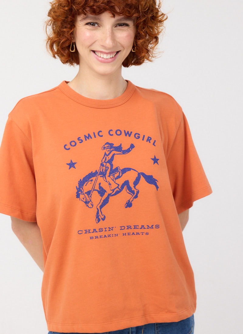 Tallulah Cosmic Cowgirl Boxy Fit Graphic Tee - Model Front