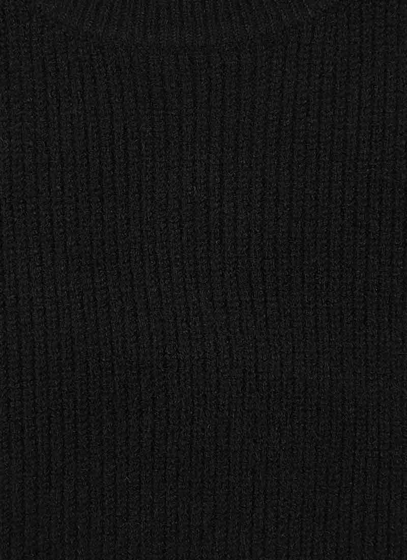 Tanya Round Neck Cardigan Stitch Tank Top - Black 