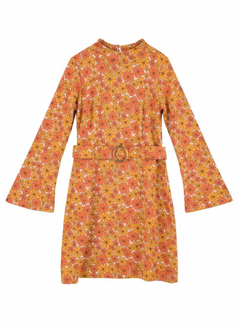 Tate Floral Marigold Print Dress - Product Front