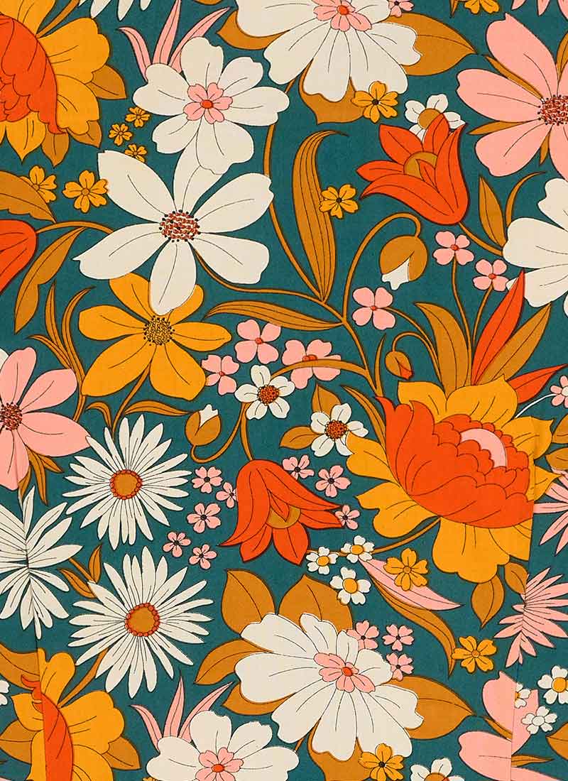 Velma Retro Floral Print Dagger Collar Blouse