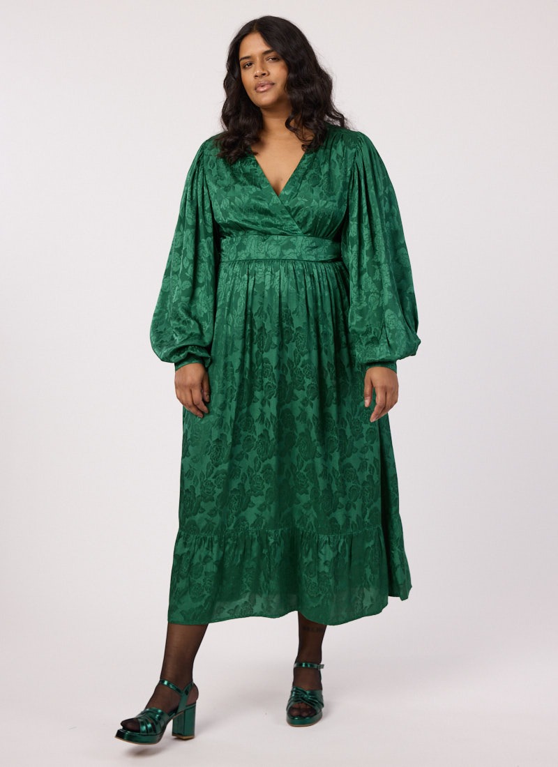 Victoria Floral Damask Balloon Sleeve Midaxi Dress | Vintage-Inspired Green Maxi Dress | Joanie Victoria Floral Damask Balloon Sleeve Midaxi Dress | Vintage-Inspired Green Maxi Dress | Joanie
