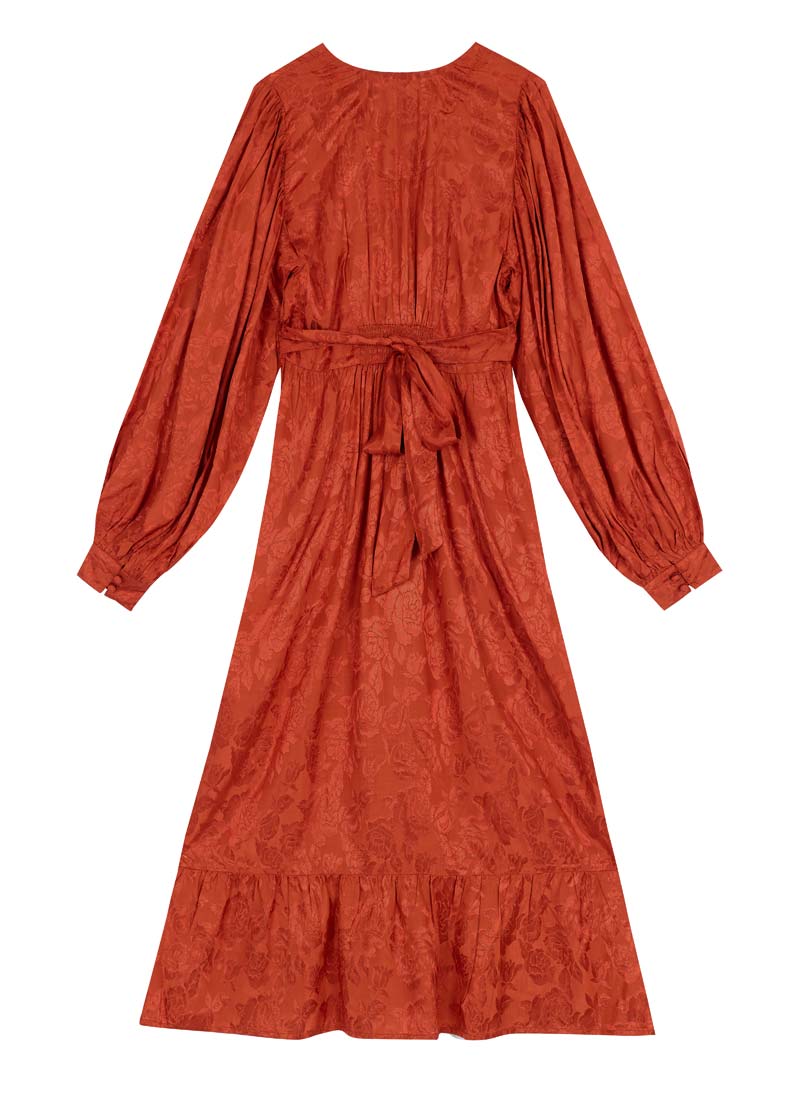 Victoria Floral Damask Balloon Sleeve Midaxi Dress | Vintage