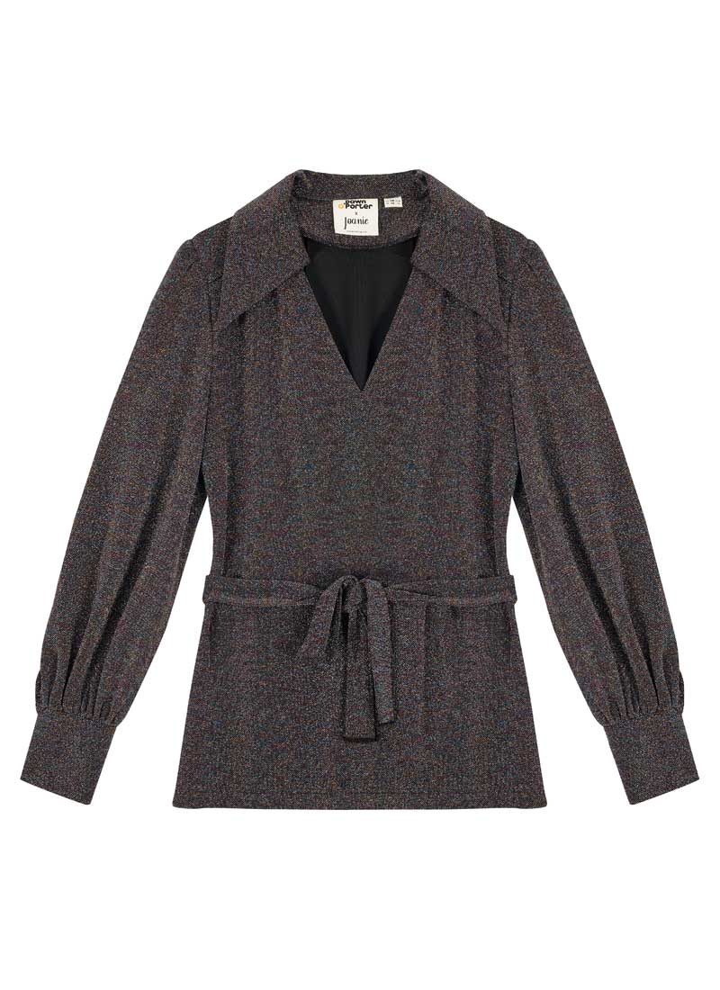 Dawn O’Porter X Joanie - Wow Wow Sparkly Balloon Sleeve Belted Shirt  - Product Front