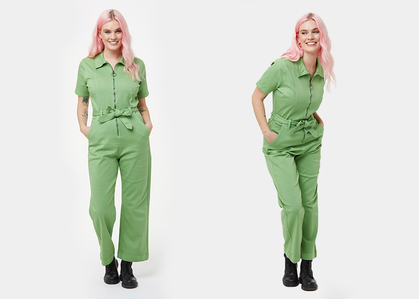 Mork Denim Short Sleeve Boilersuit - Green